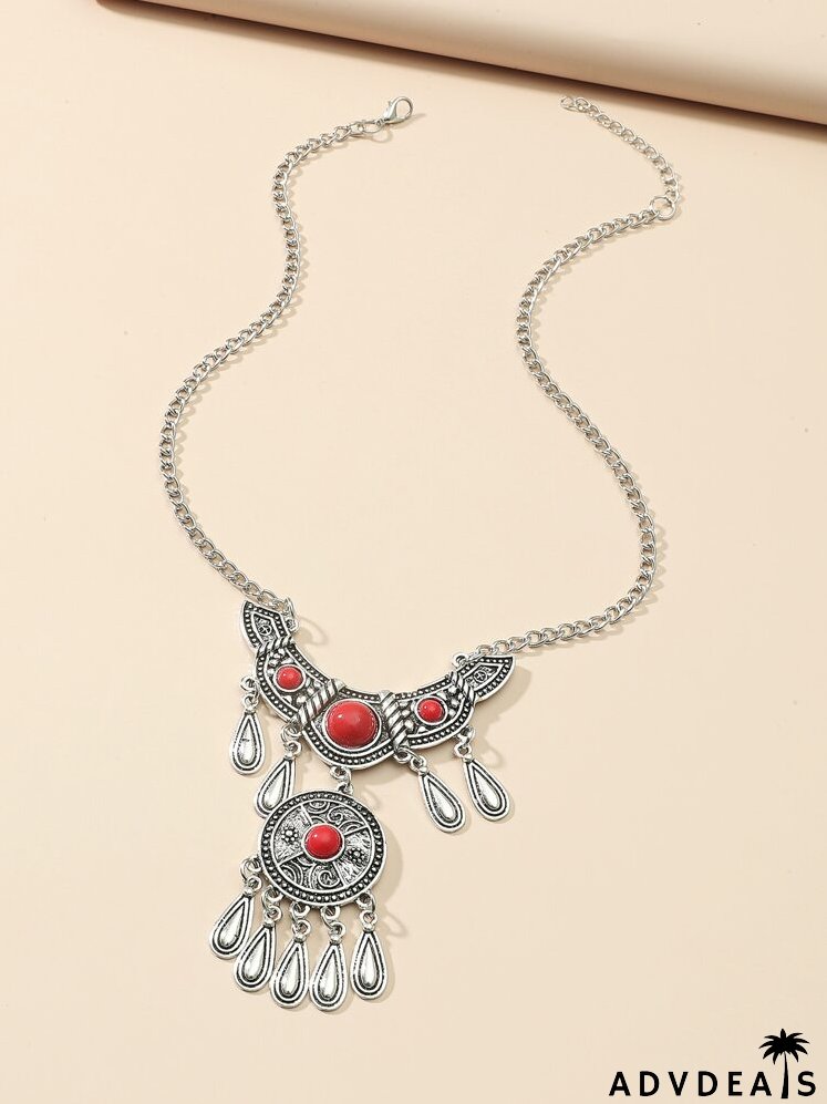 Bohemian Round Tassel Charm Necklace