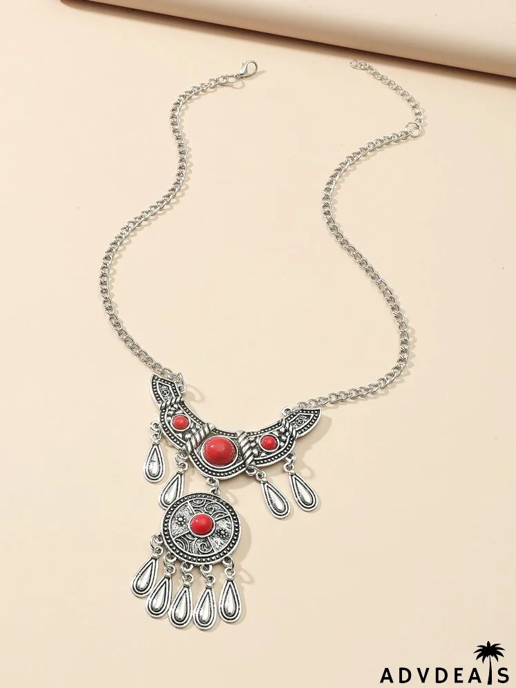 Bohemian Round Tassel Charm Necklace