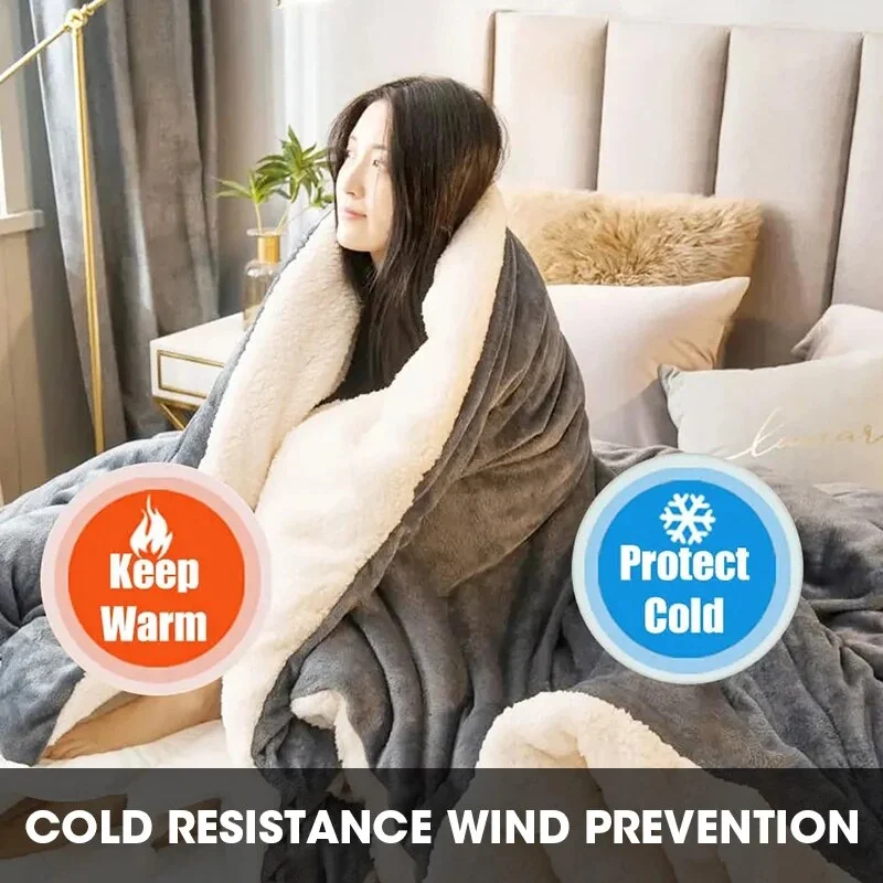 Nigikala Winter Wool Blanket Fluffy Warm Thicken Weighted Blanket For Sofa Bed Cover Solid Color Double Sided Blanket Adults Kids