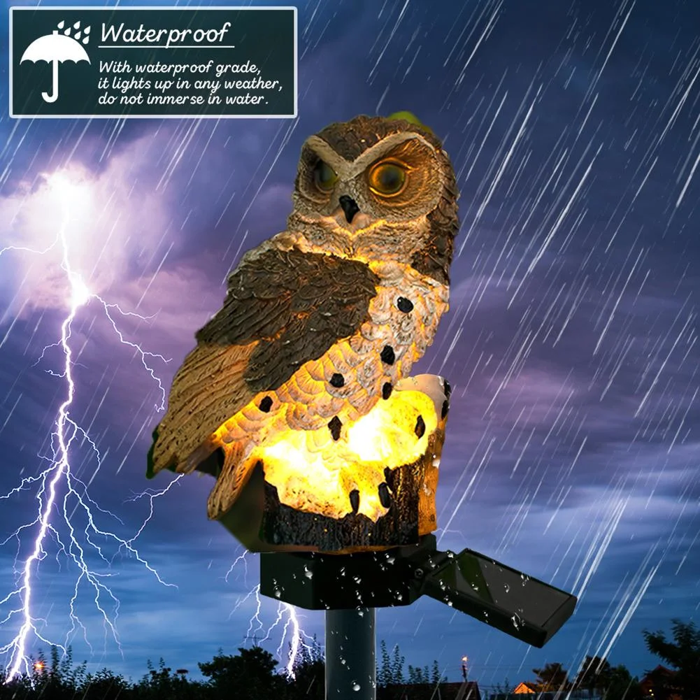Solar Power LED Owl Lawn Light Waterproof Yard Landscape Lamp (Light Brown)