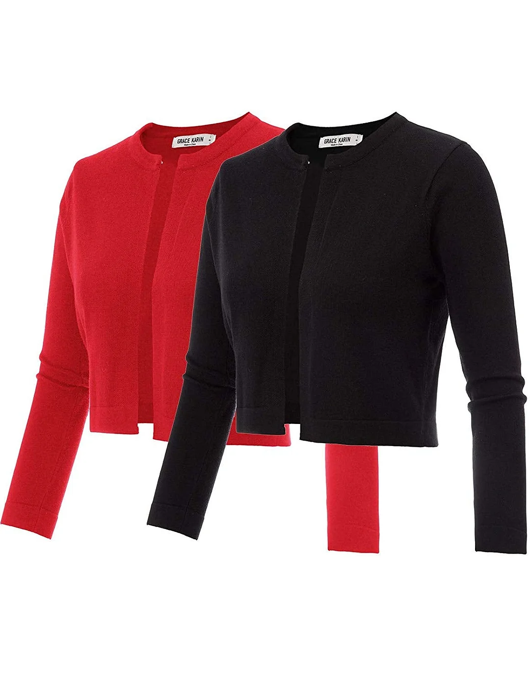 Women's 3/4 Sleeve Open Front Knit Cropped Bolero Shrug Cardigan Sweater