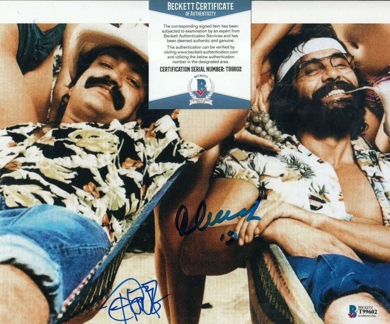 CHEECH and CHONG signed (UP IN SMOKE) Movie 8X10 Photo Poster painting BECKETT BAS T99602