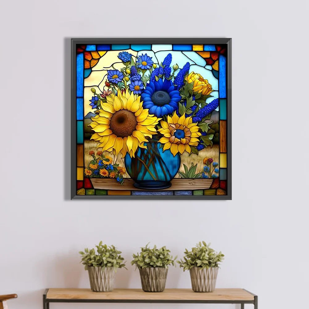 Diamond Painting - Full Round Drill - Stained Glass Sunflower(35*35cm)