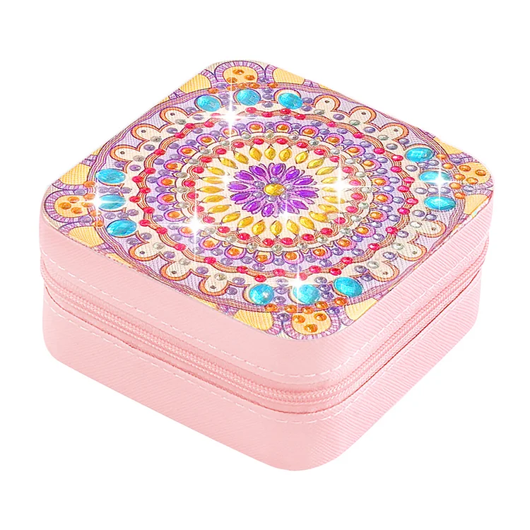 PU Partial Special Shaped Mandala Diamond Art Jewelry Box for Necklaces Earrings