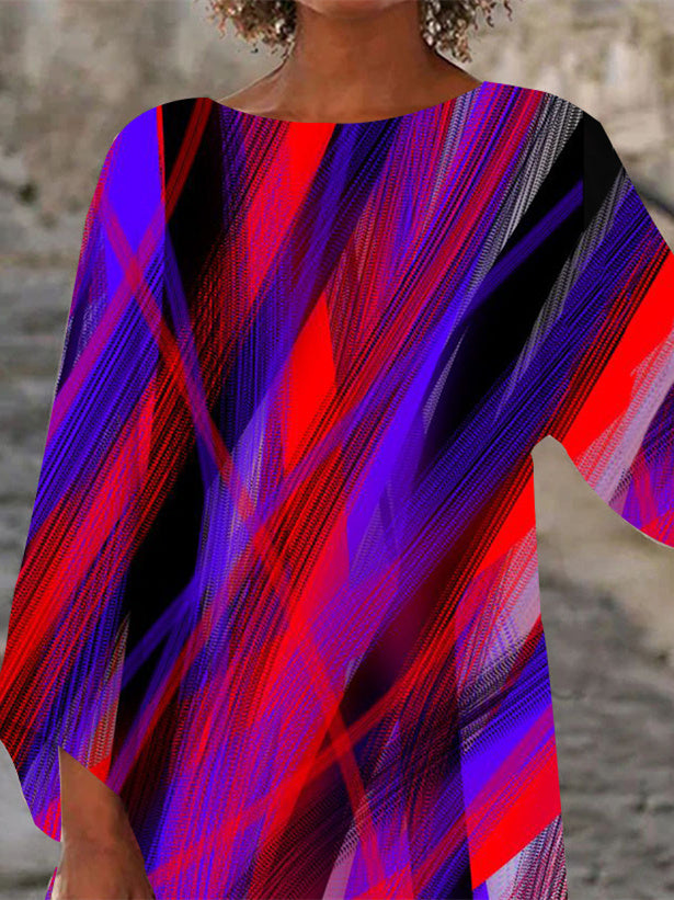 Women Half Sleeve V-neck Solid Color Dress