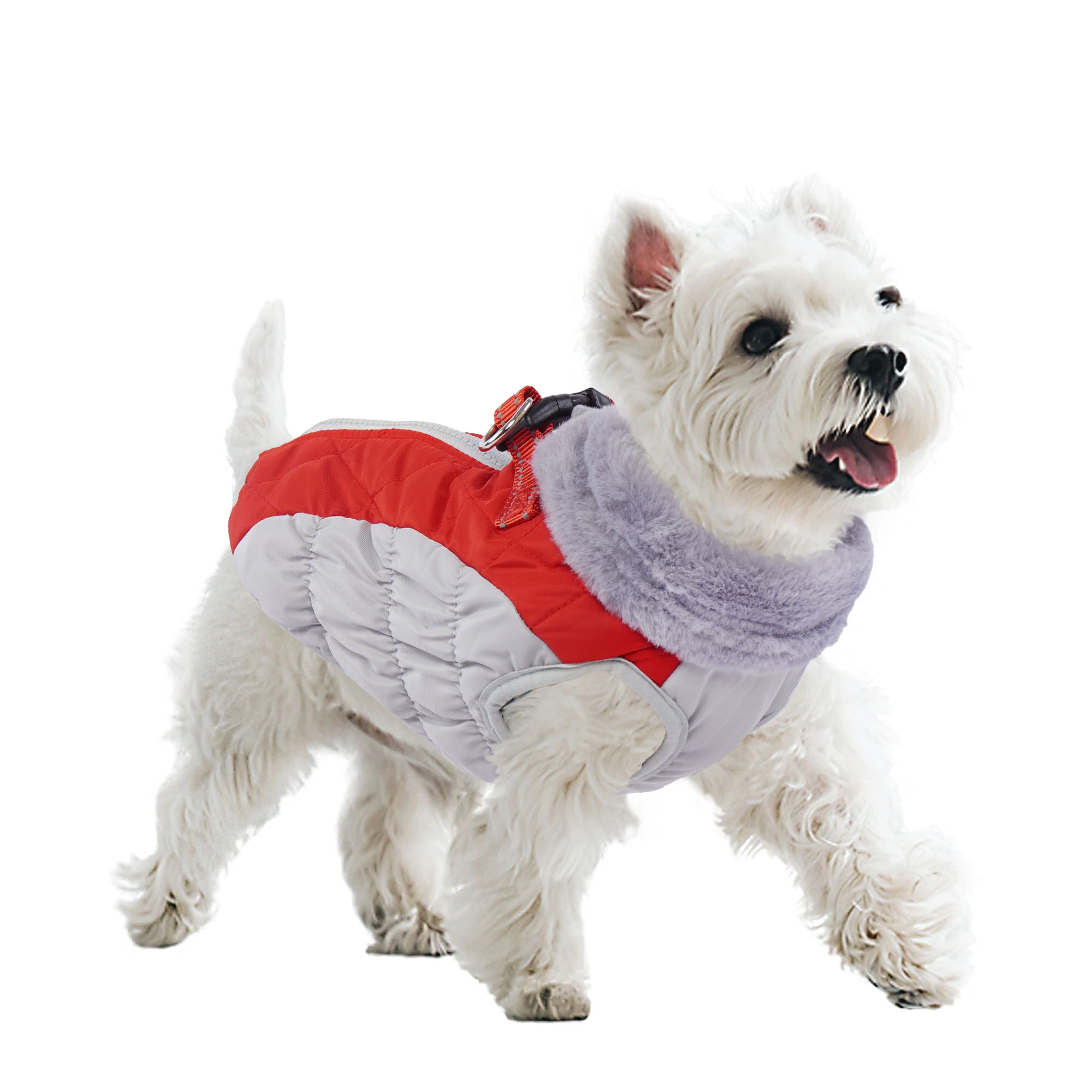 Stitching Drawstring Dog Coat with Zipper on the Back