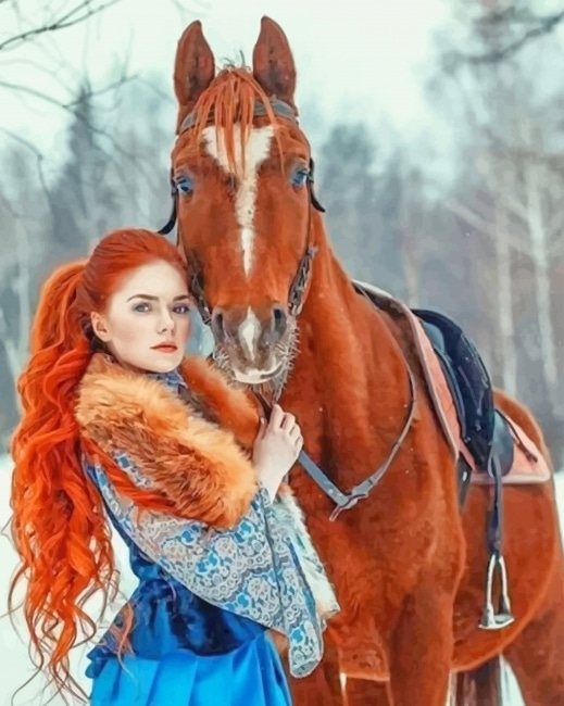 

Girl With Horse – Paint By Numbers - 40*50CM, 501 Original