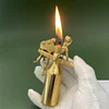 Handmade Brass Desktop Capitol Kerosene Lighter Super Long Standby Personality Creative Automatic Mechanical Antique Lighter (no fuel)