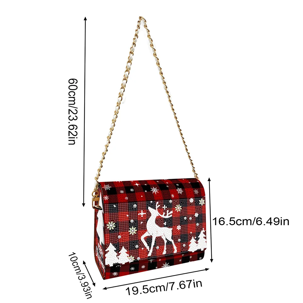 DIY Red Fawn Diamond Art Wooden Coin Pouch with Chain 5D Diamond Painting Purse