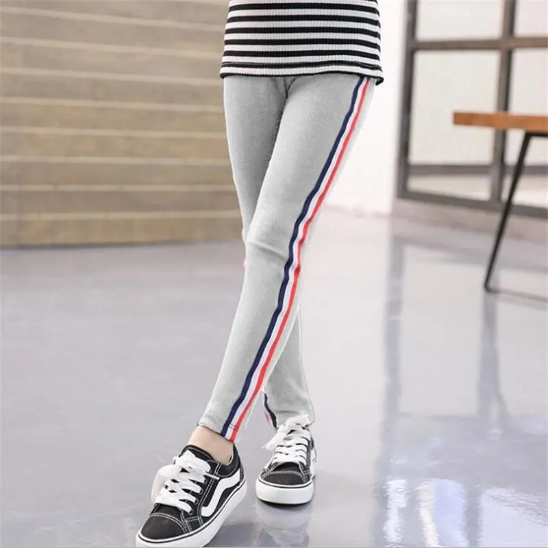 2019 Girls Leggings Kids Pencil Pants Toddler Girl Winter Clothes 3 4 5 6 7 8 9 Years Children Pink Stripe Trousers Cotton Pants