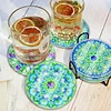 [Upgrade]6pcs/set DIY Diamond Painting Waterproof Case Classic Green Mandala Coaster Gift Decor Set
