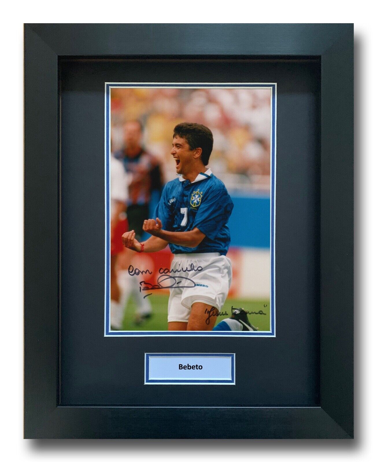 BEBETO HAND SIGNED FRAMED Photo Poster painting DISPLAY - BRAZIL AUTOGRAPH - FOOTBALL.