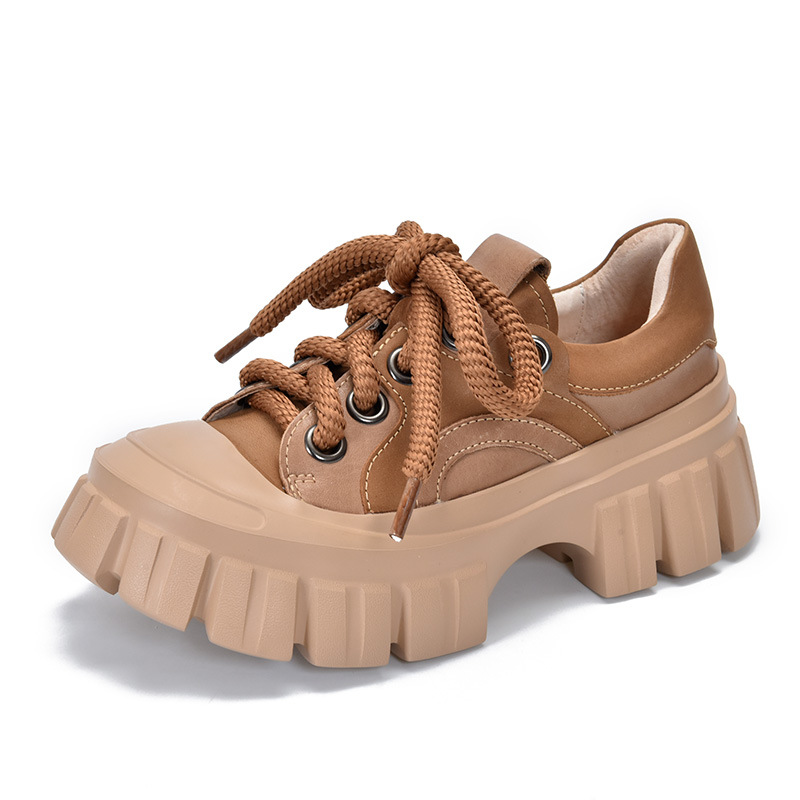 Retro Splicing Lace-Up Thick Bottom Shoes