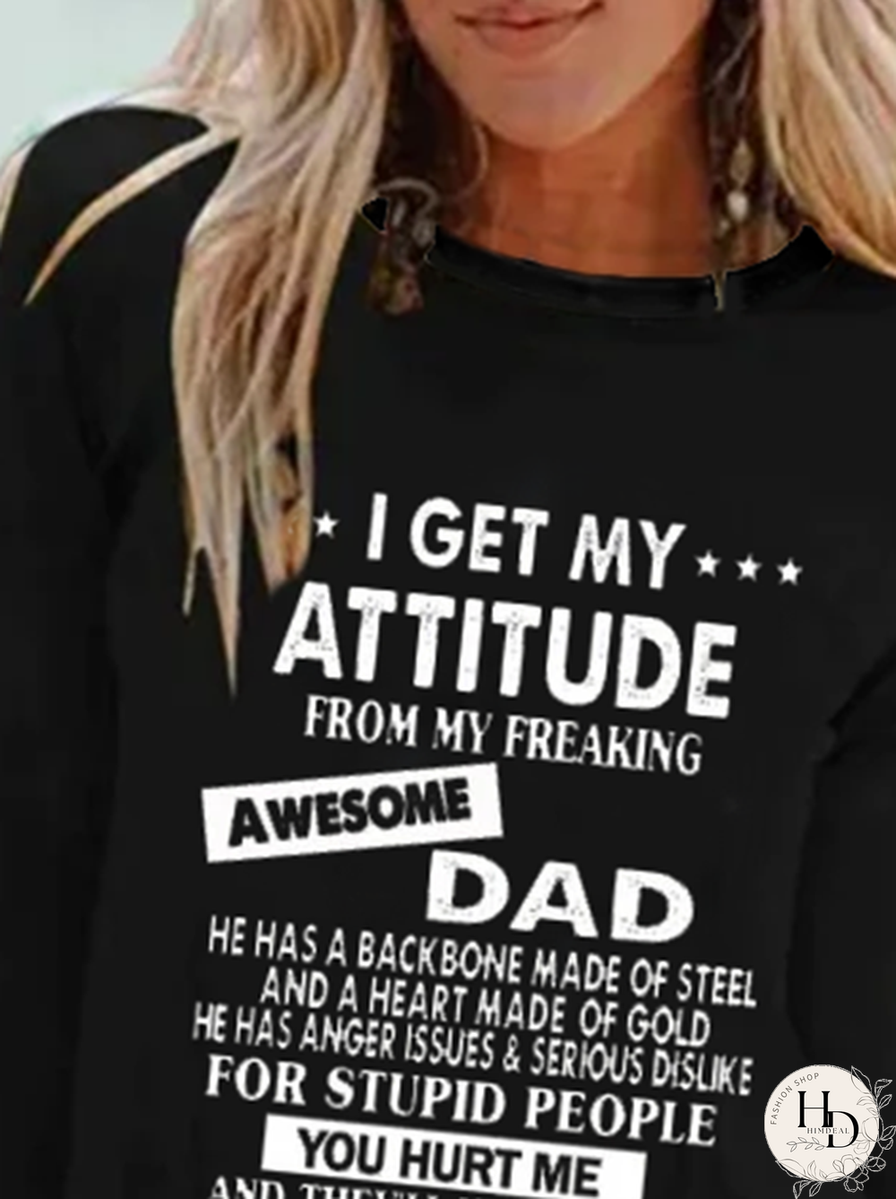 I Get A Awesome Dad Print Crew Neck T-shirt