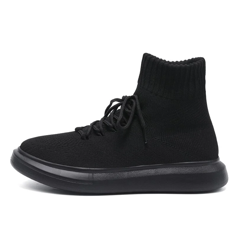 Qengg Black Men High Top Socks Shoes Lightweight Platform Designer Men Casual Sneakers Men Socks Sneakers chaussures casual