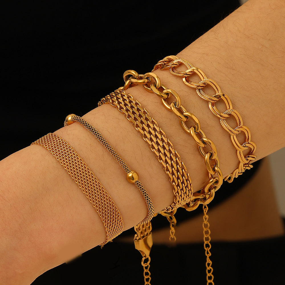 Ins Style Chain Twist Hollow Titanium Steel Stainless Steel Chain 18K Gold Plated Stainless Steel Bracelet Couple Gift