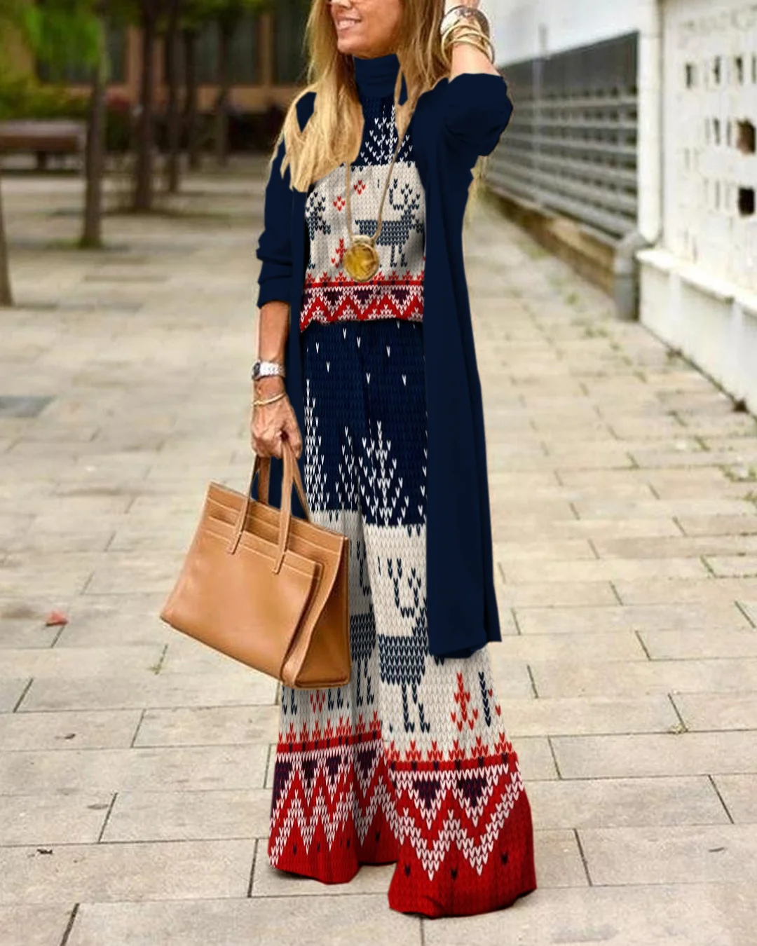 Herringbone Sweater Three-Piece Suit e889