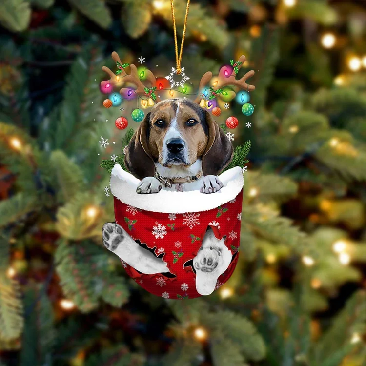 Treeing Walker Coonhound In Snow Pocket Christmas Ornament trabladzer