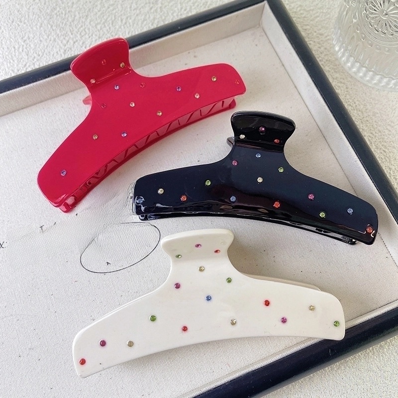 Minimalist Classic Style Solid Color Acetic Acid Sheets Inlay Rhinestones Hair Claws 1 Piece