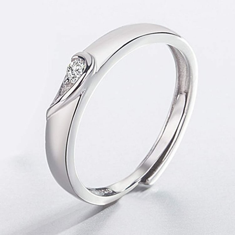 Heart Decor 925 Sterling Silver Couple Ring - Modakawa modakawa