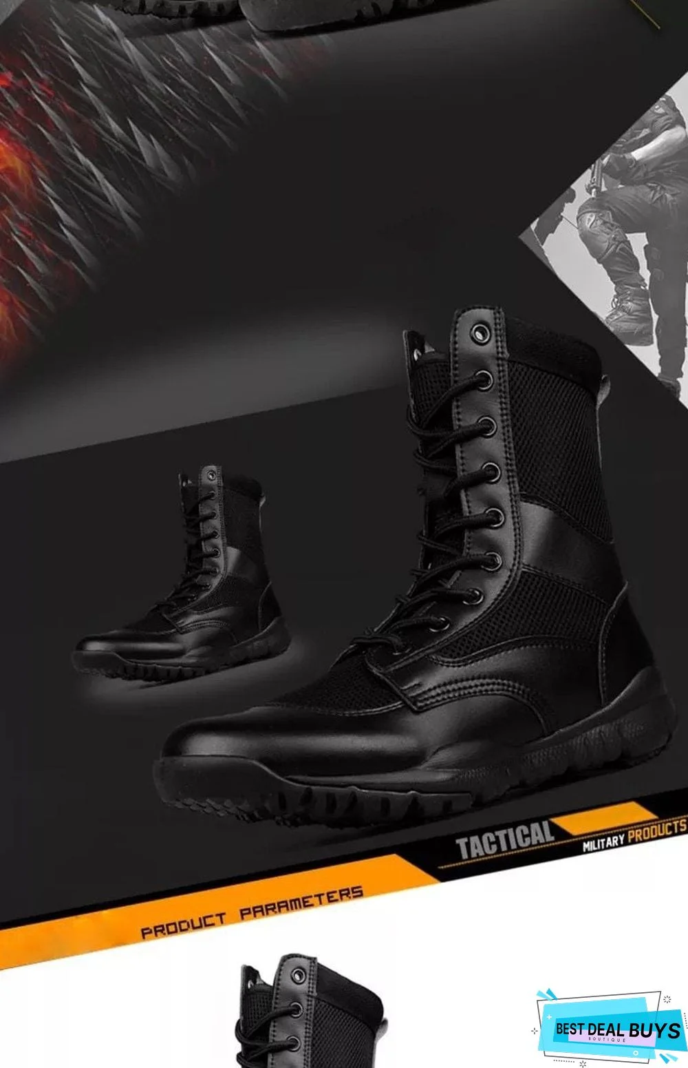 Fashion Men Military Boots Waterproof Breathable Leather Tactical Boots