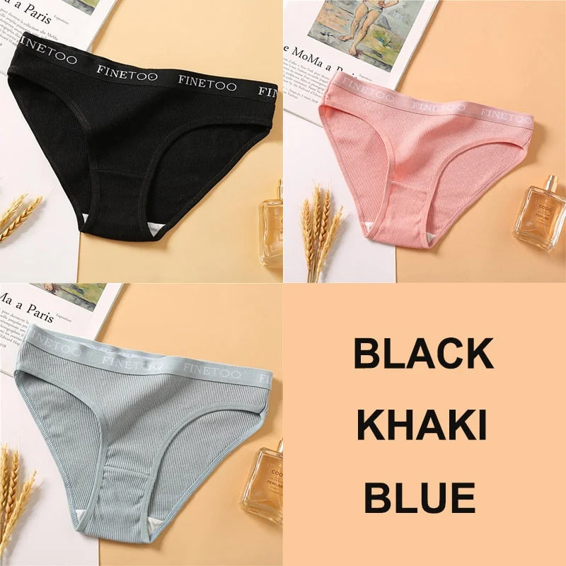 3PCS Women Cotton Underwear Panties Female Sexy Briefs Brand  Band Waist Pantys Set Solid Color Intimates Lingerie for Girl M-XL