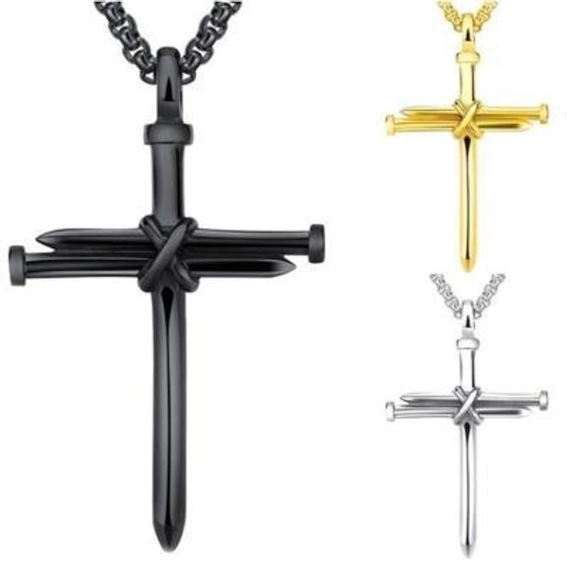 Vintage Style Punk Cross Alloy Plating Men's Pendant Necklace