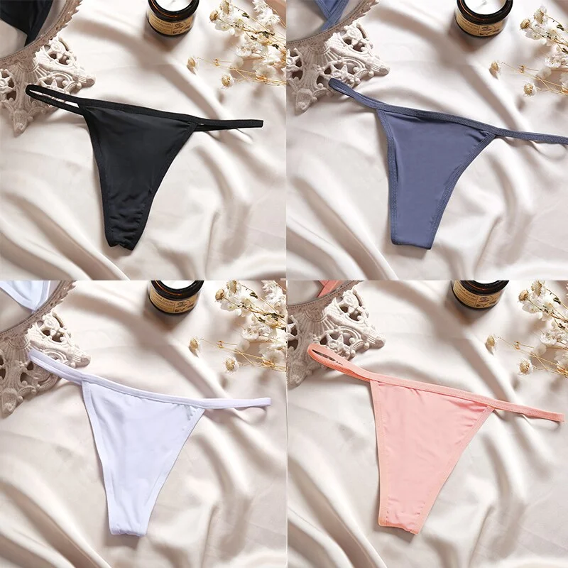4PCS/Set Sexy Panties Women Thong Female G-string Underwear Panties Solid Color Intimate Lingerie Underpants Seamless Panties