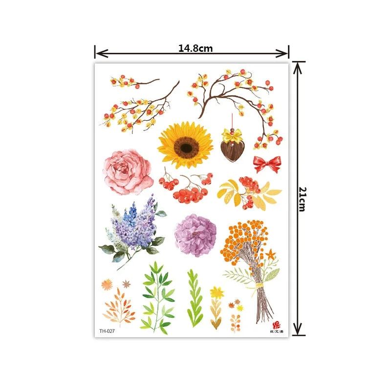 New style tattoo stickers anti-real big picture waterproof sweat flower arm tattoo stickers sika deer parrot tattoo stickers