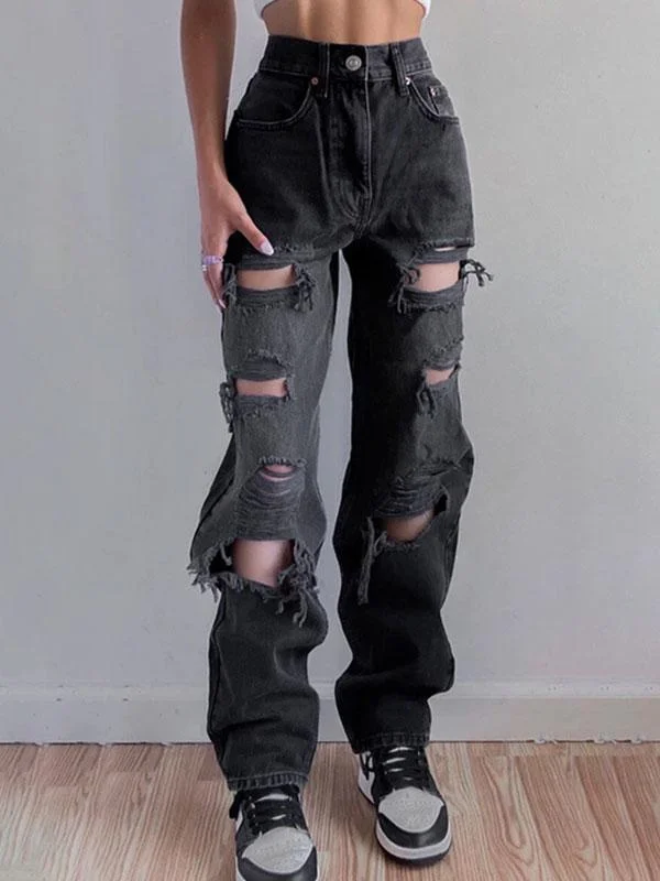 High waist ripped jeans