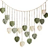 (Finished Product)Macrame Wall Hanging Macrame Leaves Tapestry Wall Hanging Decoration Boho Leaf Feather Tassel Garland Tapestry for Bedroom Living Room Nursery Decor