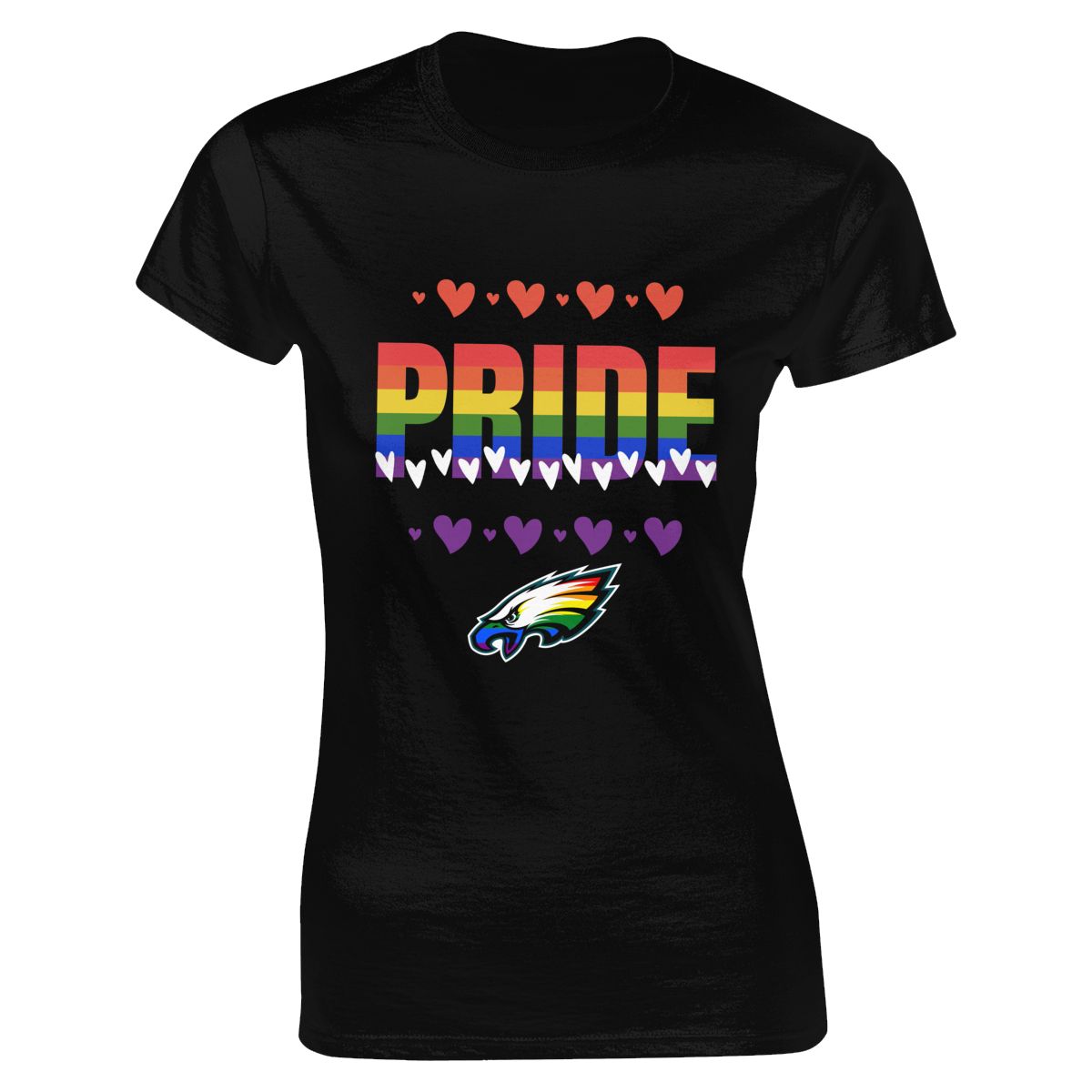 Philadelphia Eagles Hearts Pride Women's Crewneck T-Shirt