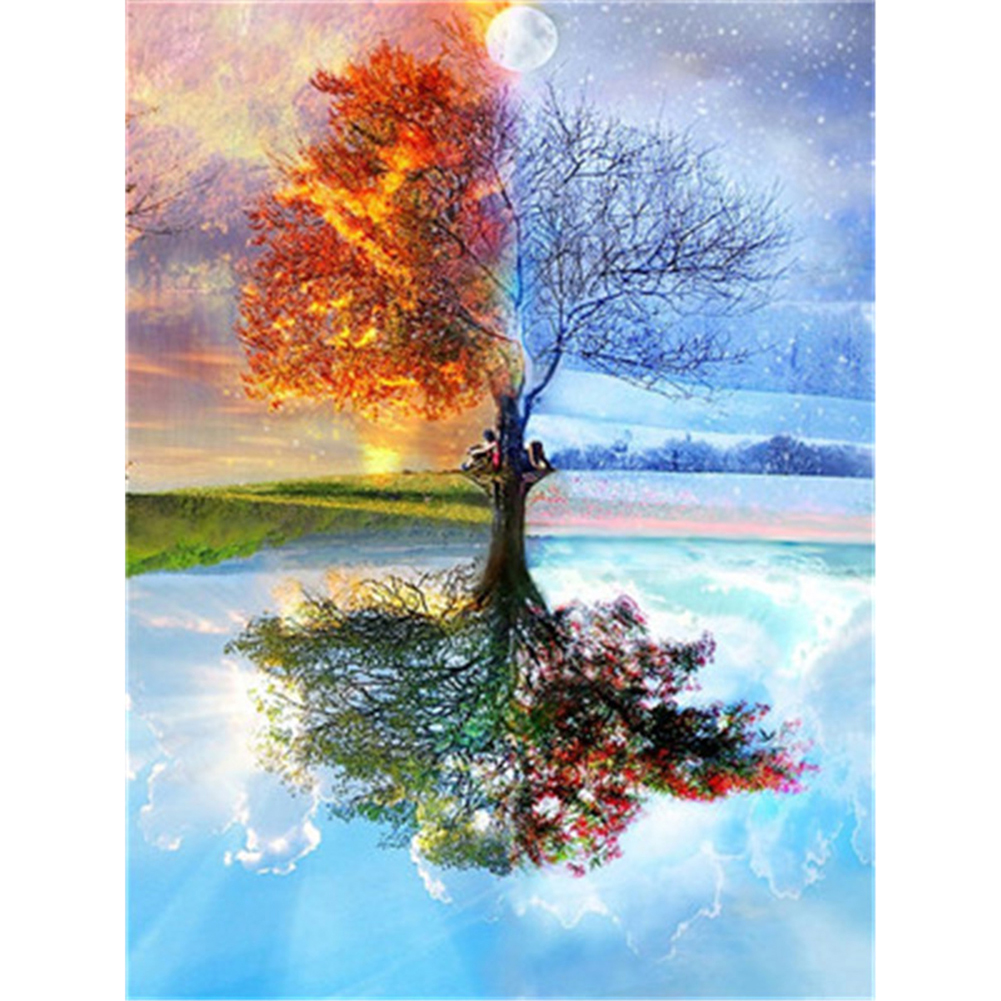 

30*40cm - Painting By Numbers - Double-color Tree, 501 Original