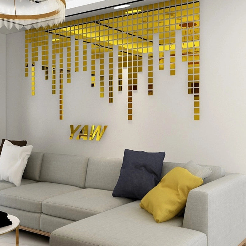 100 PCs Mini Square Mosaic Wall Stickers Acrylic Mirror Decoration DIY Self-Adhesive Bedroom Living Room Stickers
