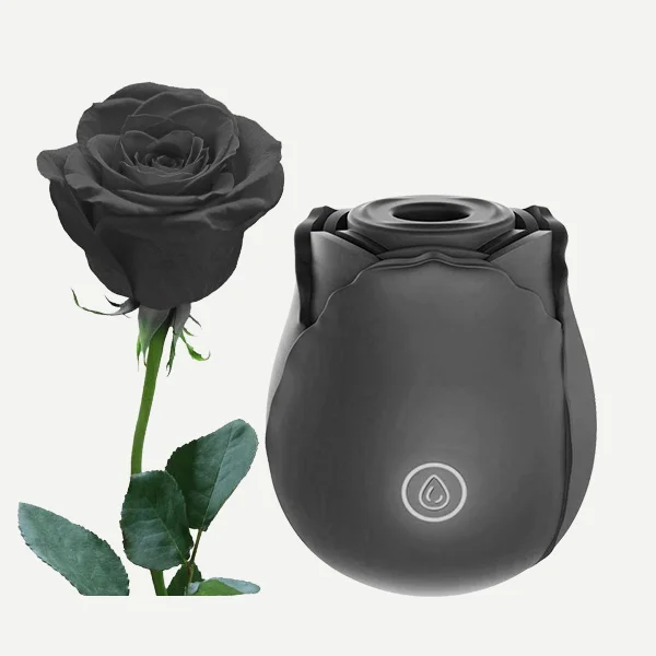 Black Rose Vibrator Silicone Clitoris With 10 Intense Suction