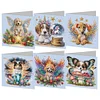 (US Local)6Pcs Dog 5D DIY Diamond Painting Greeting Card Craft for Friend Family Lover Kit