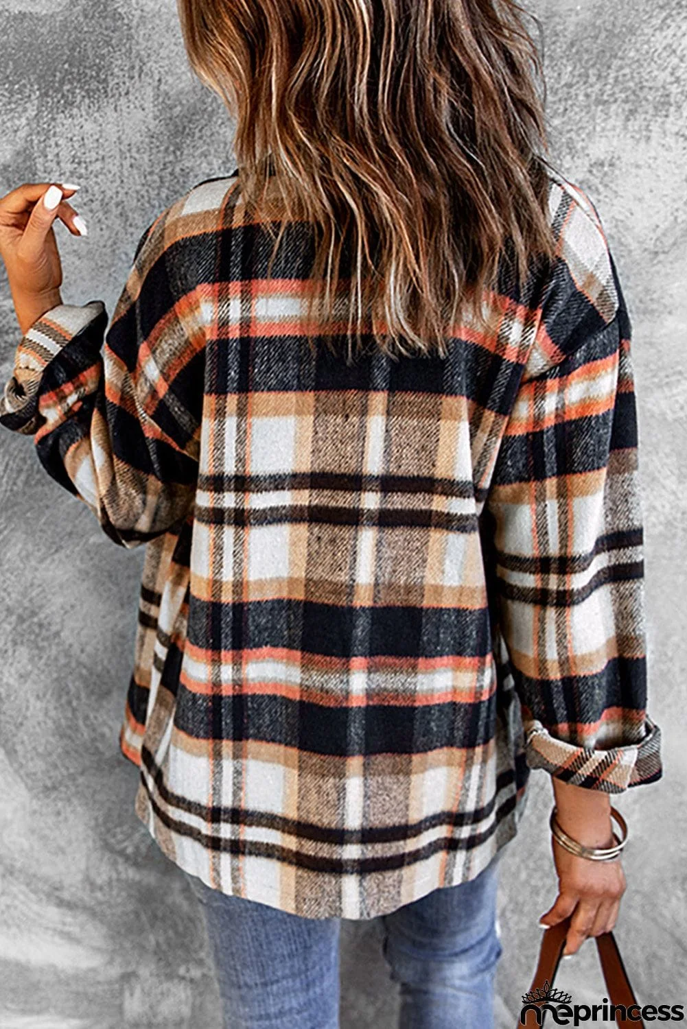 Blue Geometric Plaid Shacket