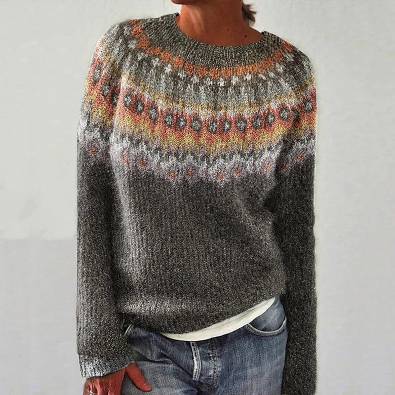 Vintage Geometry Tribal Icelandic Knit Pullover Sweater