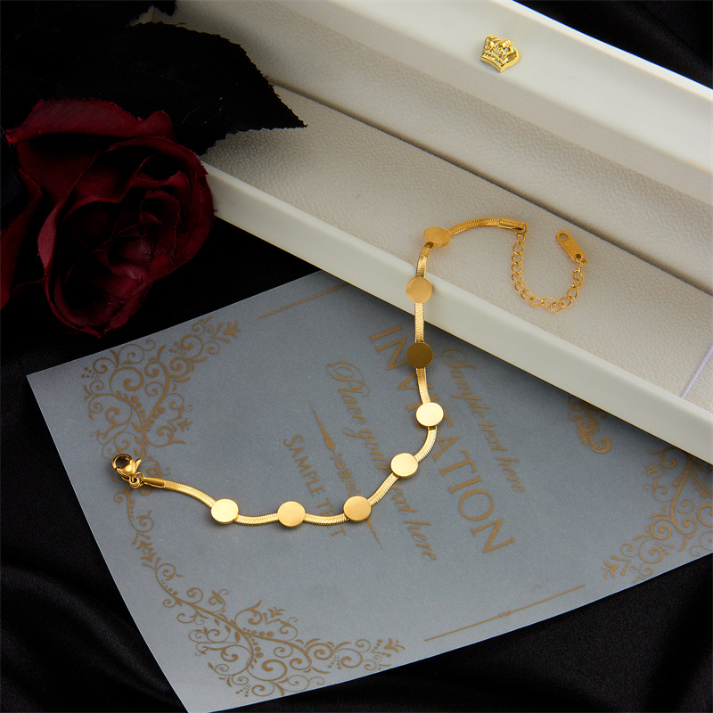 Women Round Geometric Titanium Steel Electroplating Bracelets