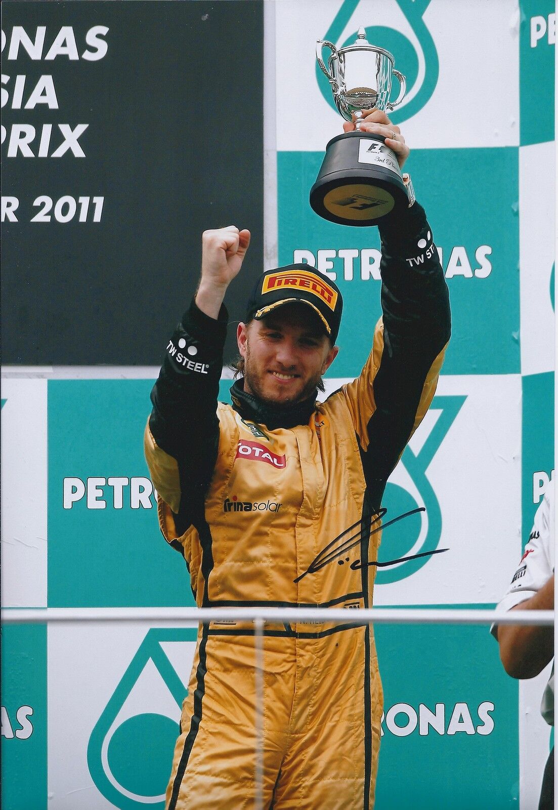 NICK HEIDFELD Signed Podium Autograph LOTUS F1 12x8 Photo Poster painting AFTAL COA In Person