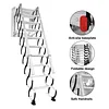 [US Local Warehouse] Wall-Mounted Folding Stairs Attic Ladder Pull Down System with Handrails Retractable Loft Ladder for Indoor/Storehouse/Basement 600lbs Capacity