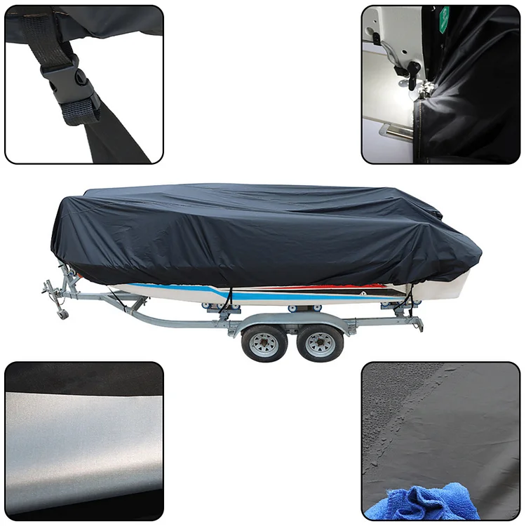 SEBLAFF 11-13ft 420D Boat Cover Heavy Duty Trailerable Replacement for V-Hull Runabouts