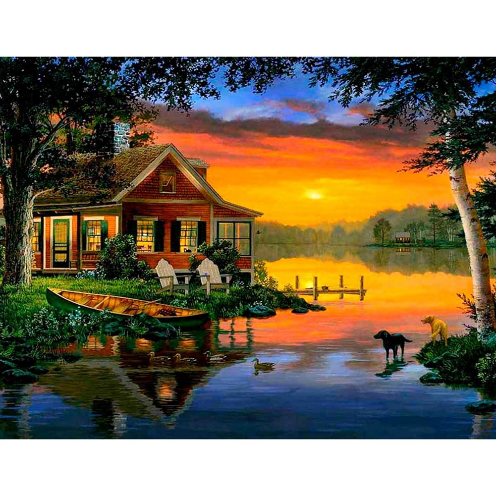 

40*30CM-Round Drill Diamond Painting-House, 501 Original