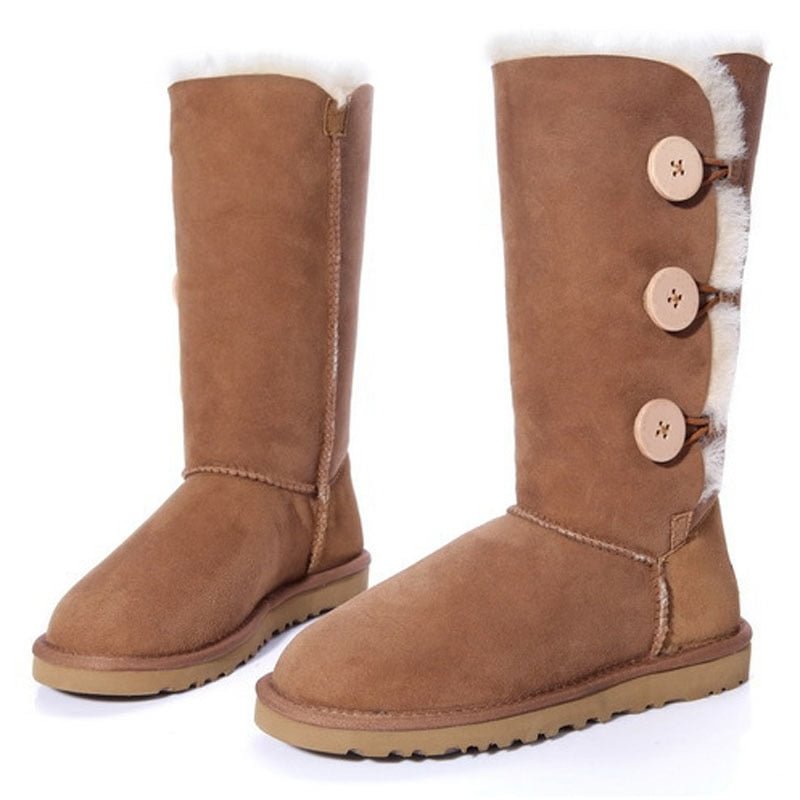 Women's Boots Three Buckle High-top Classic Leisure Flat Snow Boots