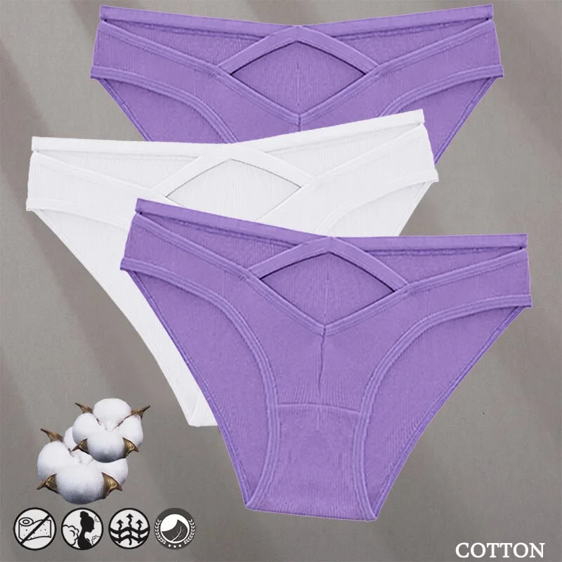 Billionm Women Sexy Cotton Underwear V-Waist Hollow Out Panties Briefs Solid Color Intimates Lingerie Female Comfortable Panty