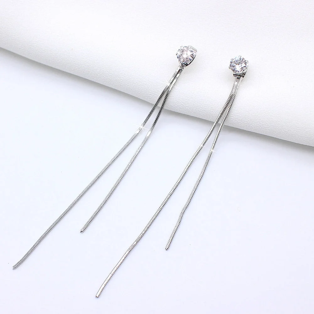 Vintage Gold Color Bar Long Thread Tassel Drop Earrings for Women Glossy Arc Geometric Korean Earring Fashion Jewelry 2020 New