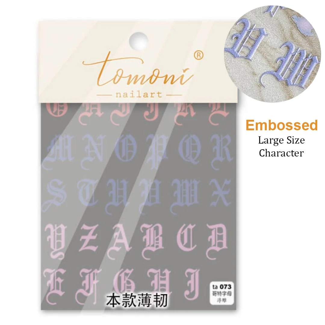 Roman style Typography Art Sticker High Quality 3D Engraved Nail Stickers Nail Art Decorations Nail Decals Design-Nail Inspo