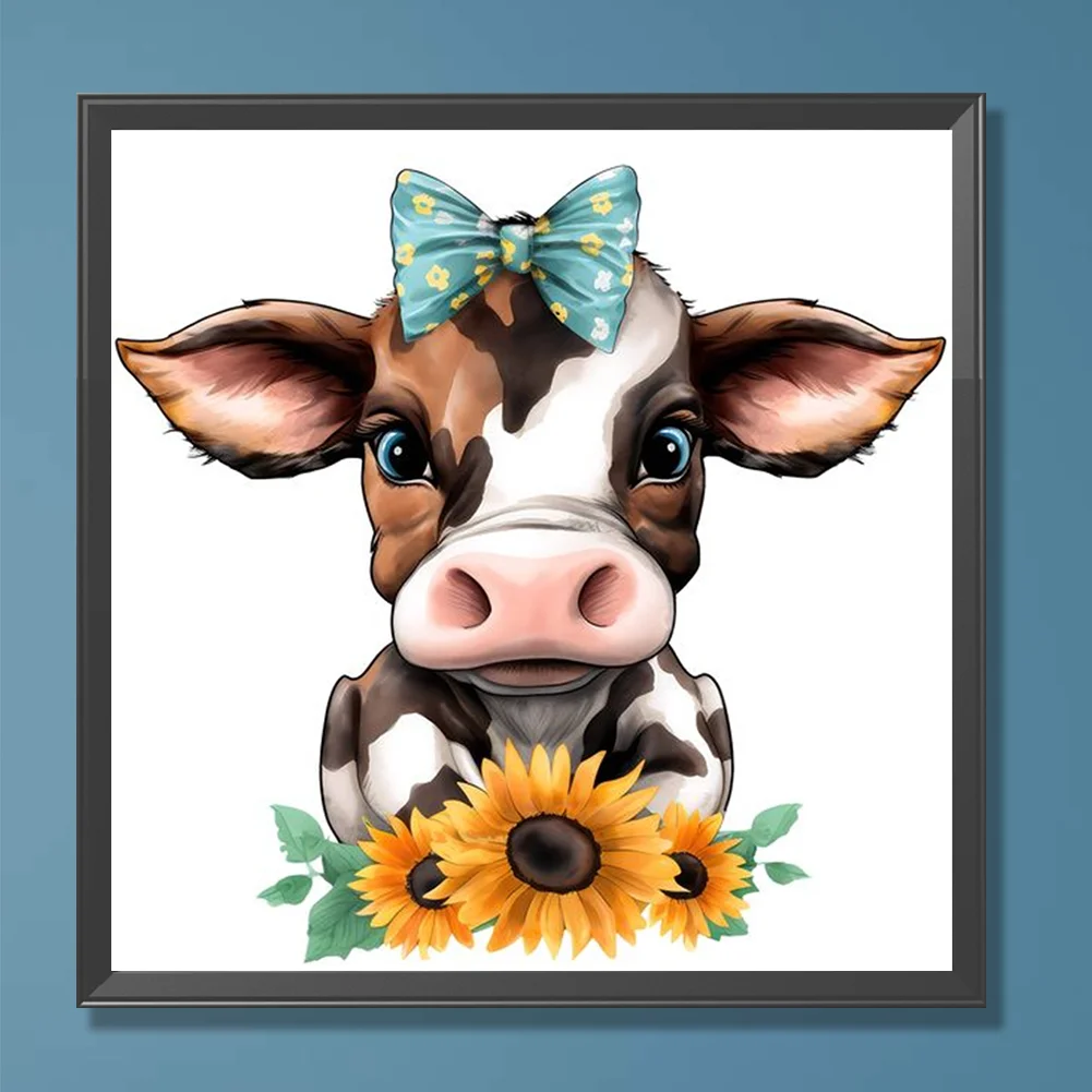 Full Round Diamond Painting 30*30cm - Sunflower Cow