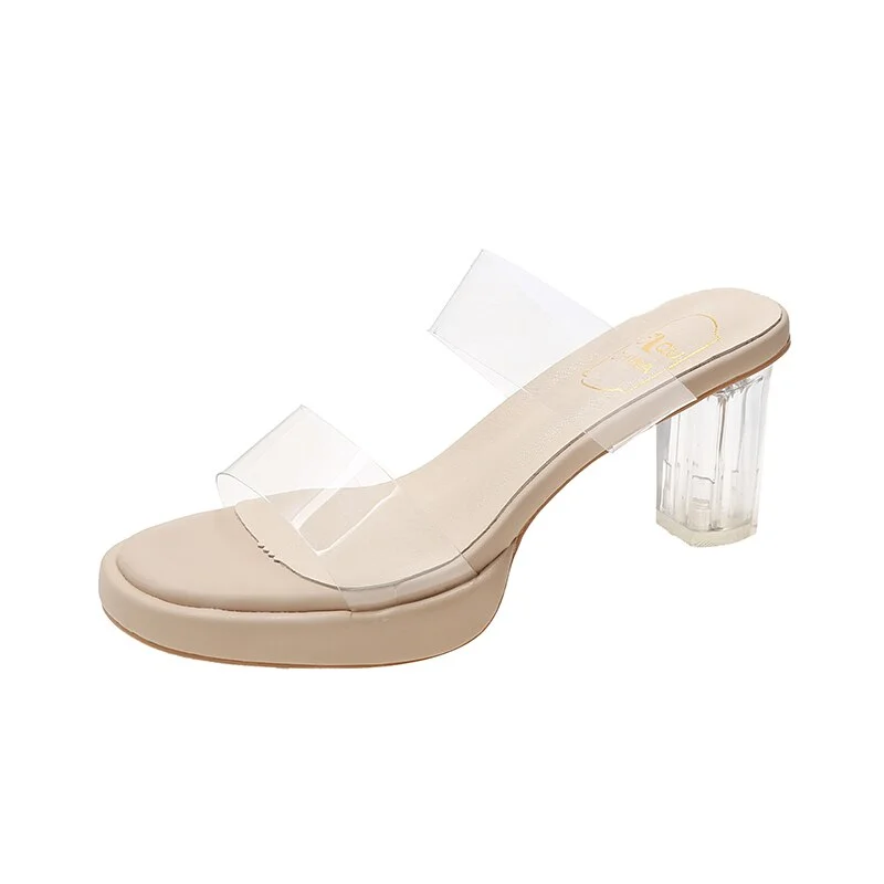 Qengg Women's Transparent Modern Slippers Outdoor 2021 Sexy Crystal Super High Heel Fashion Sandals Platform Party Shoes With Skirt Ho