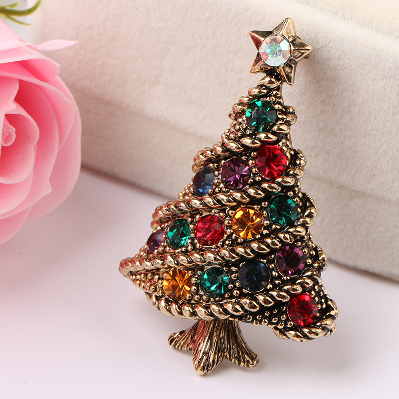 Christmas Silver Christmas Tree Retro Diamond Brooch 2024 - Flycurvy 